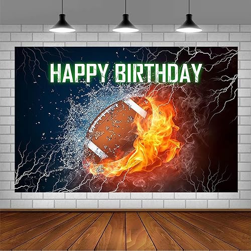 Miniatura 3 de AIBIIN Fondo de fotografía de fútbol de 7 x 5 pies con temática de feliz cumpleaños para niños recién nacidos, niños, es hora de juego, fiesta de