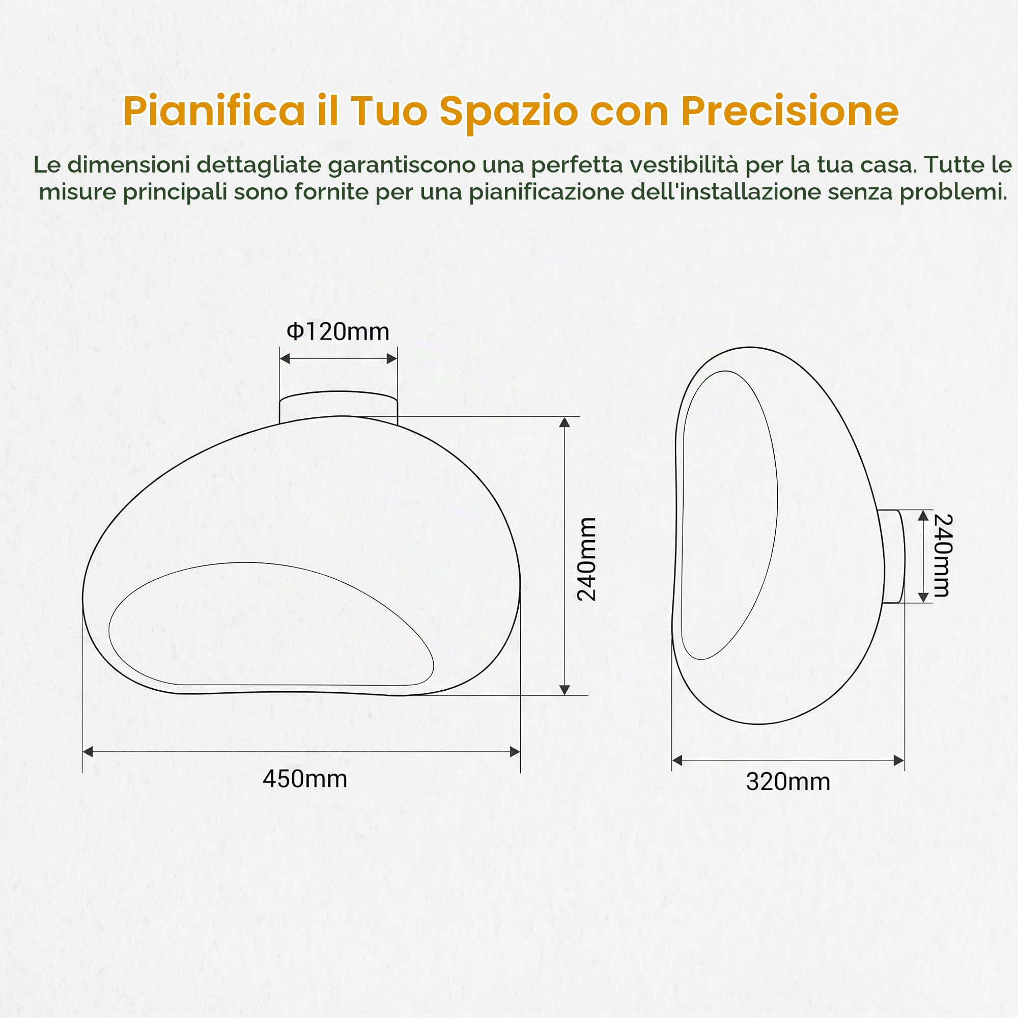 BARCELONA LED Lampada Soffitto Wabi Sabi L450 E27 Design Naturale | Paralume Artigianale, Finitura Organica, Stile Japandi, Arredo Interni, Atmosfera Accogliente
