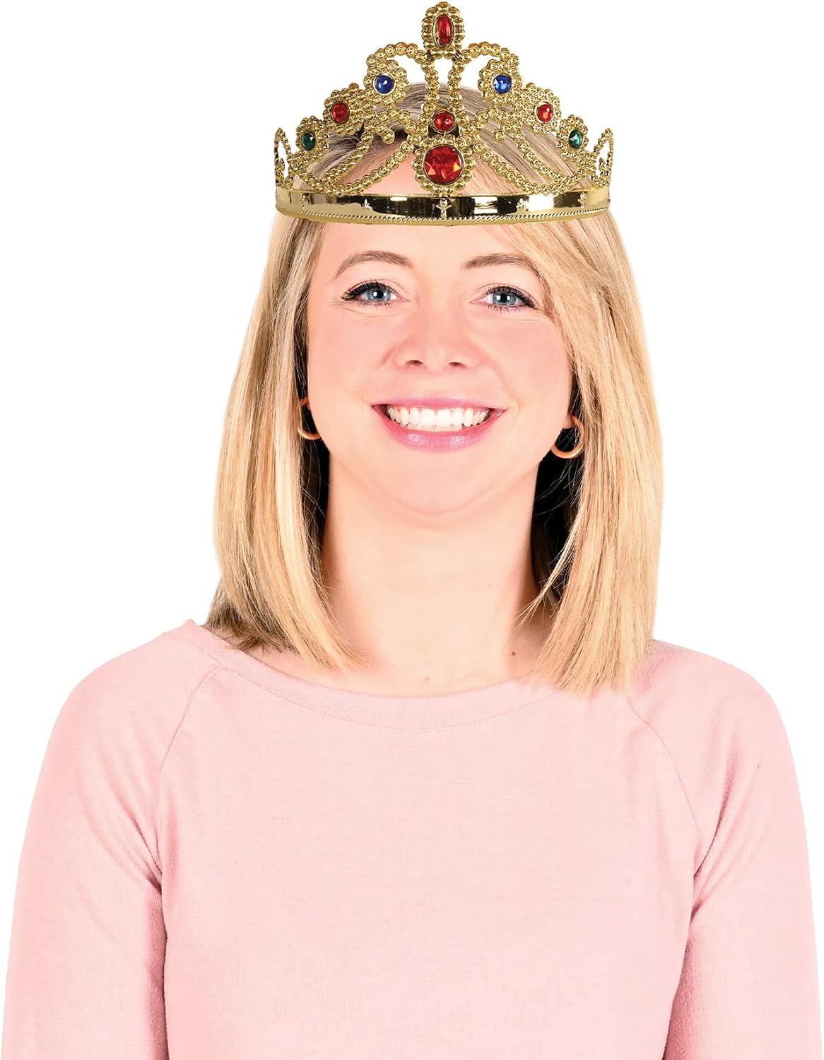 Beistle 12-Pack Plastic Jeweled Queen-Feets Tiara, Gold
