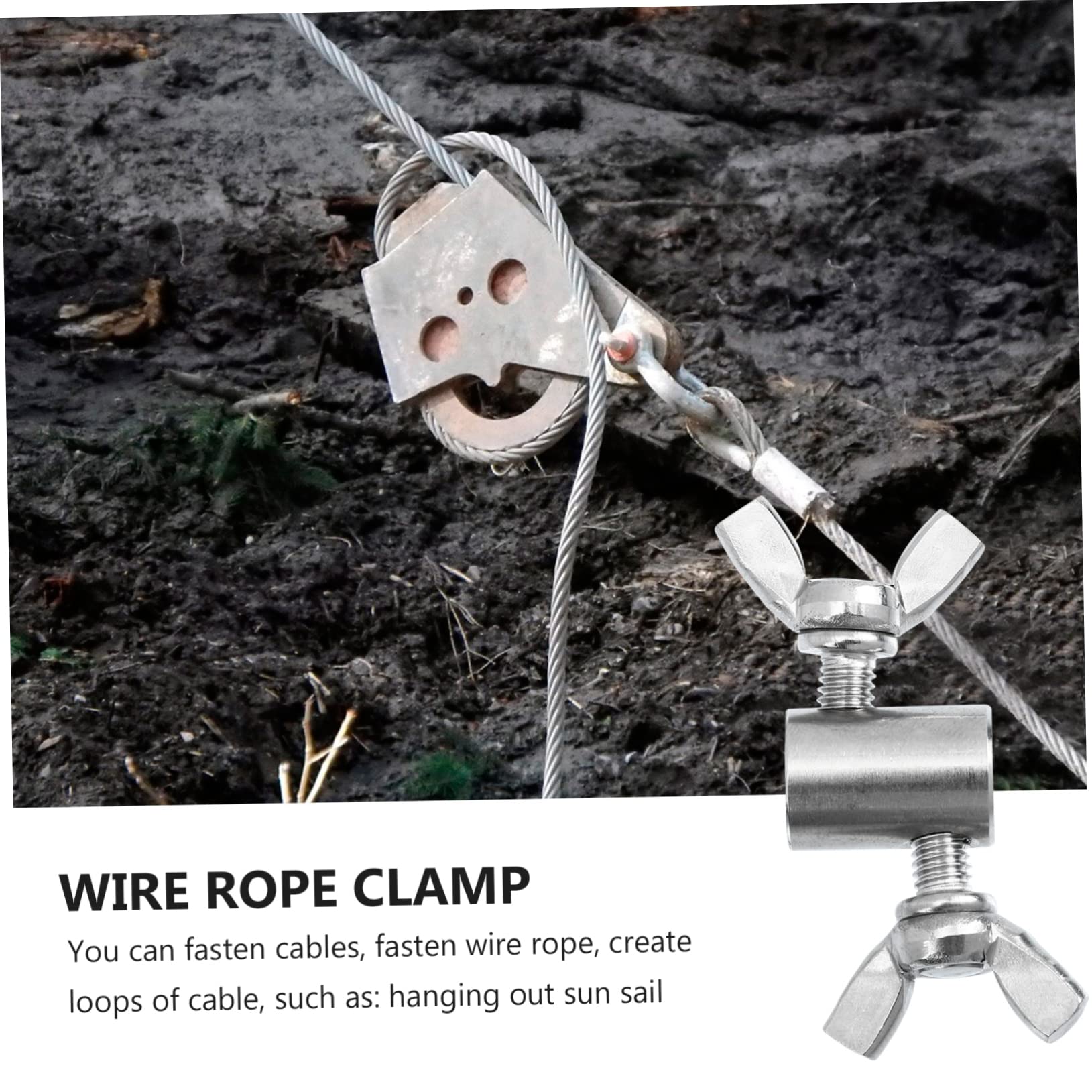 NAMOARLY 4pcs Wire Rope Butterfly Buckle Fasteners for Wire Rope Button Fastener Tool Steel Cable Clamp Rubber Band Plane Fence Wire Clamps Flan Screw Stainless Steel to Clamp