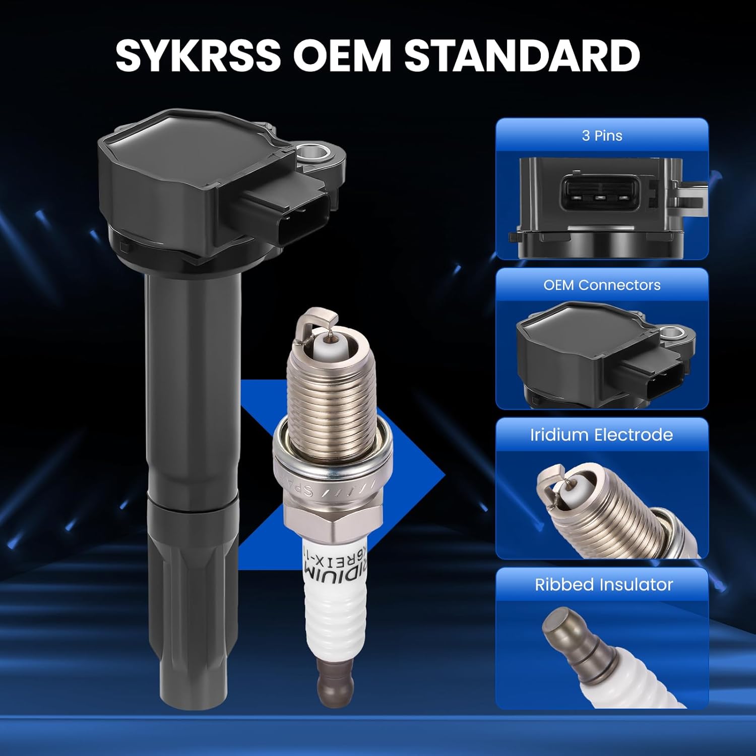 UF668 Ignition Coils & 7092 Spark Plugs Compatible with Subaru Legacy Outback 2010-2012, 2.5L H4 - Replaces 22433AA620, 22433AA621, 22433AA62A -4PCS