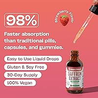 Vista 3 de Suplemento de gotas líquidas de azafrán para el bienestar, fabricado con extracto de azafrán, vegano, puro y de rápida absorción, suplemento diario