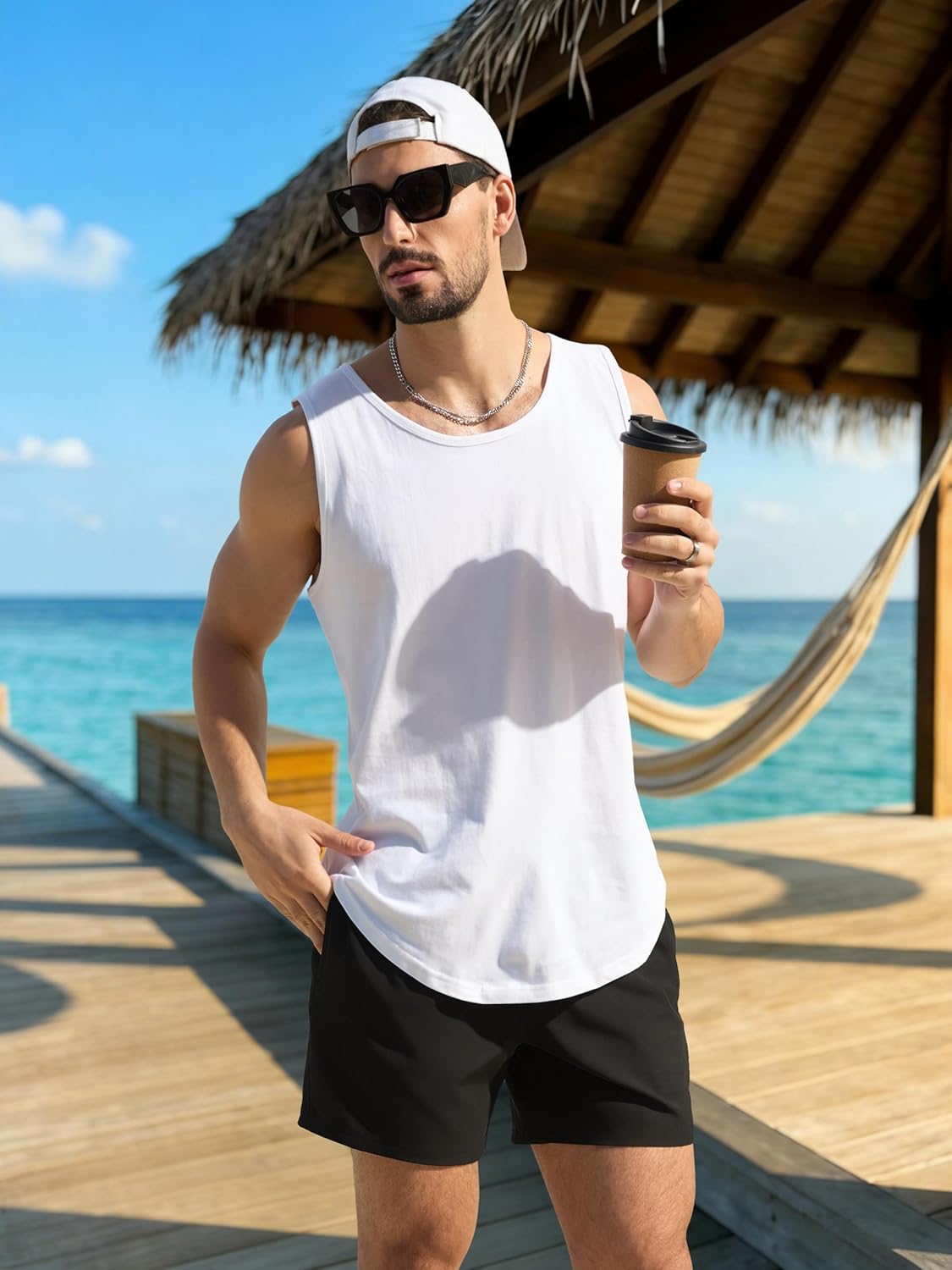 Arcweg Mens Swimming Trunks 2 in 1 with Boxer Liner 5.5" Quick Dry Swimwear Bathing Suit Swim Shorts with Zipper Pockets Black