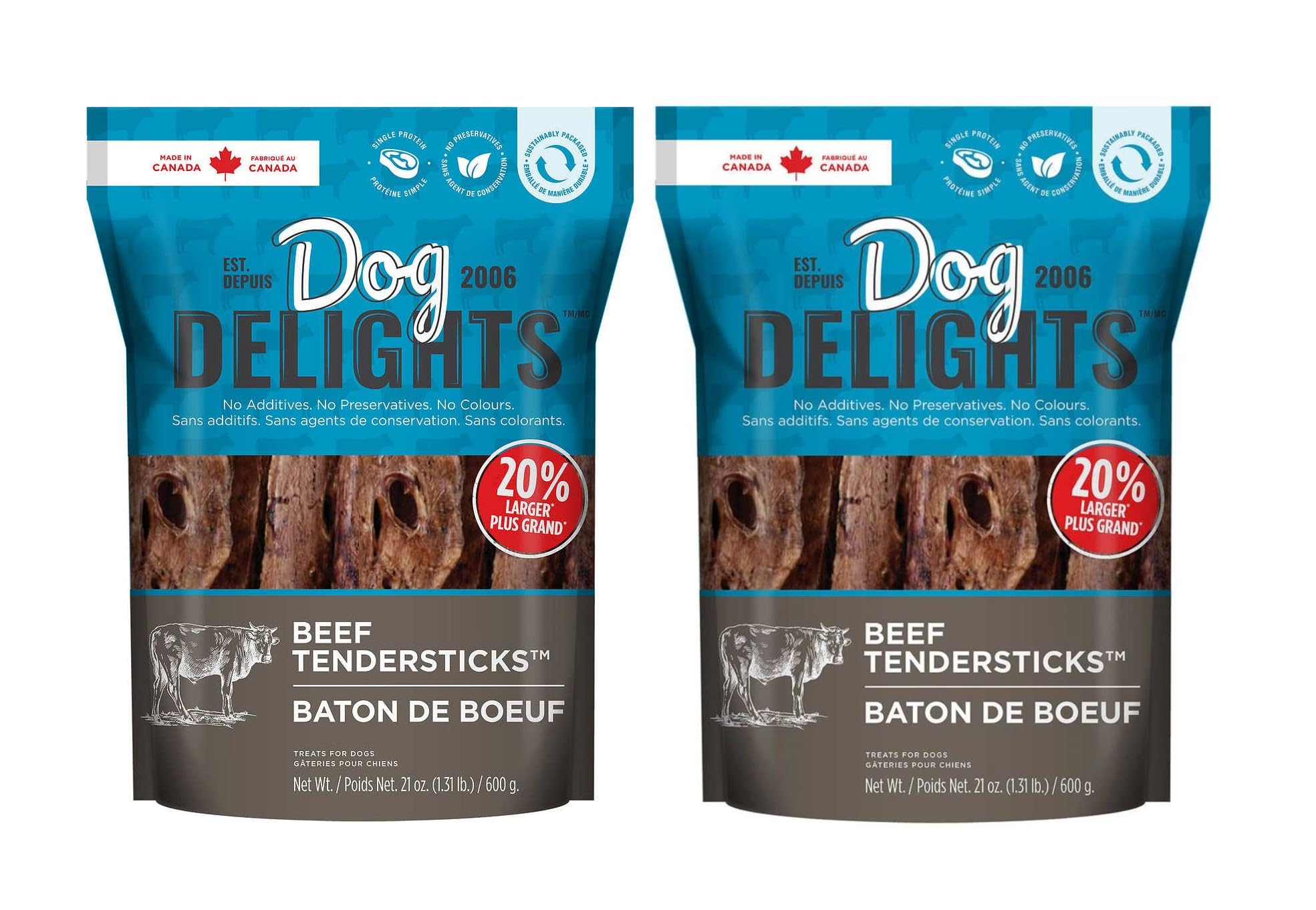 Dog Delights Beef Tendersticks Dog Treats - No Additives, No Preservatives, No Colours - 2 x 600g image 2