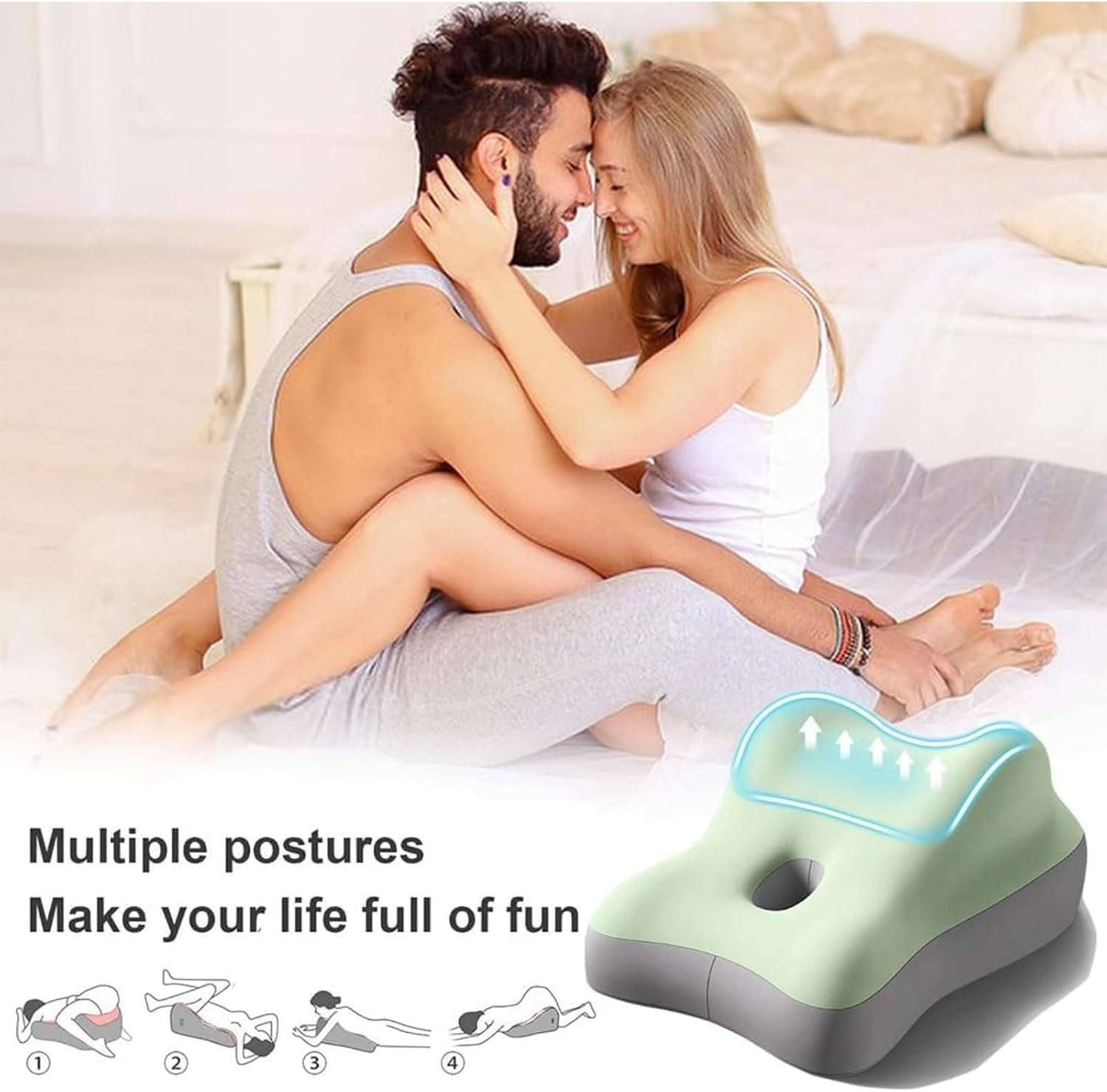 Butt Cushion for Couples Pillow Couple Hip Intimacy Pillow, Ergonomic Wedge Cushion Memory Foam Support Full Body Design to Deeper Connection, Multi Position Comfort (Dark Gray)