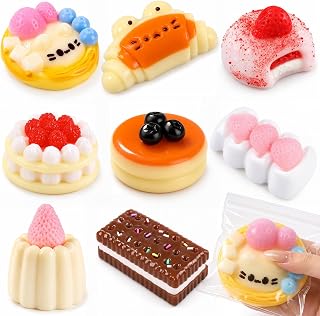 8Packs Squishy Toys Set Dessert Cookie Food Squeeze Toys Stress Relief | Fake Food Big Stress Toys Realistic Squeeze Fidget Toys for Kids Adults Relieves Anxiety Party Bag Fillers