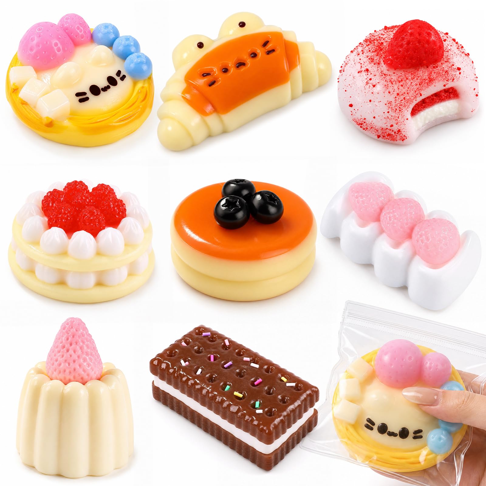 8Packs Taba Squishy Set Mochi Fufu Stress Squeeze toys Anxiety Relief