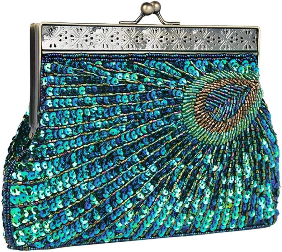 CORIOS Glitzer Pailletten Clutch Tasche Damen Abendtasche Hochzeit Brautbörse Handtasche Funkelnd Schultertasche Elegante Klein Tasche Glänzend Umhängetasche Blau Grün