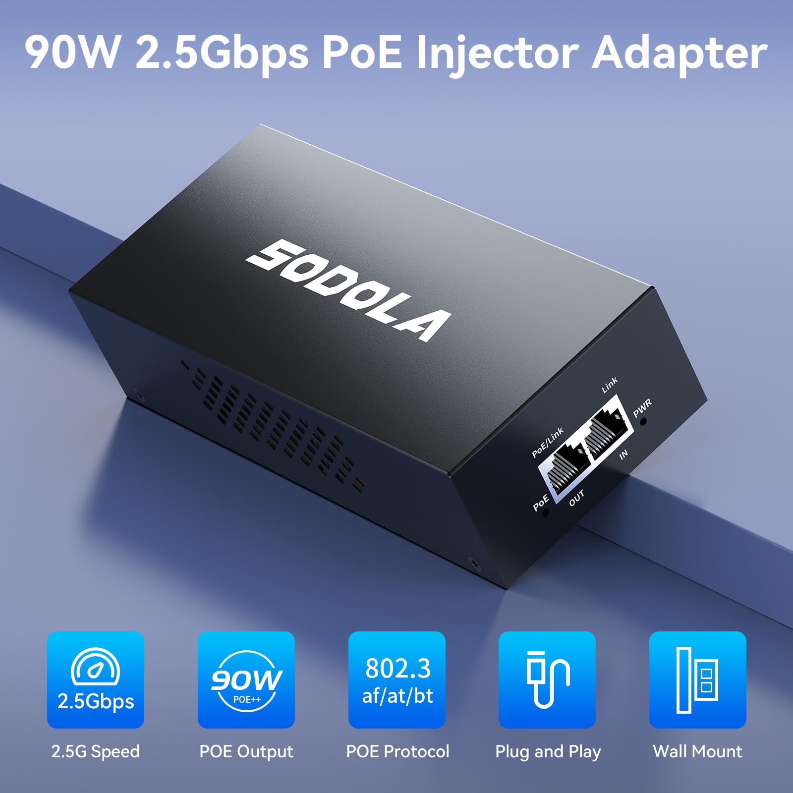 SODOLA Injecteur PoE 2,5 GbE (90 W)