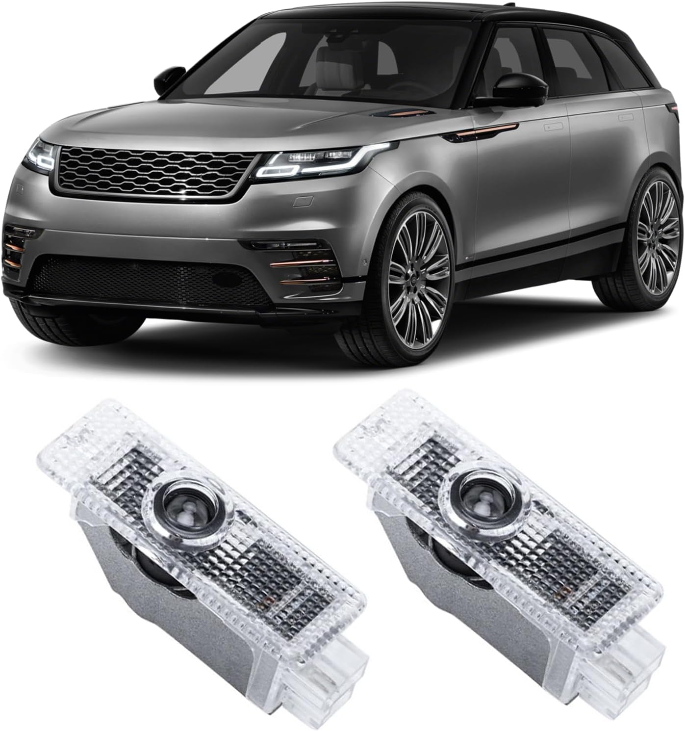 2 Pcs Never Fade Door Light Logo, Projection Ghost Shadow Welcome Puddle Light Compatible with Range Rover 2010-2022 Accessories (Black & White)