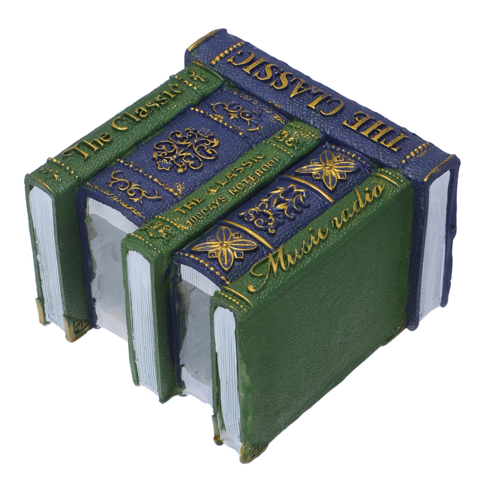 Vintage Buchstiftehalter aus Kunstharz, Grün, Buchförmig