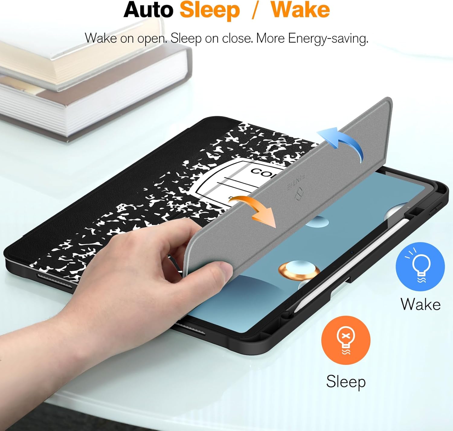 Fintie SlimShell Case for iPad Air 13-inch (M3) 2025, (M2) 2024 - [Built-in Pencil Holder] Soft TPU Protective Stand Back Cover with Auto Wake/Sleep, Composition Book - Image 7