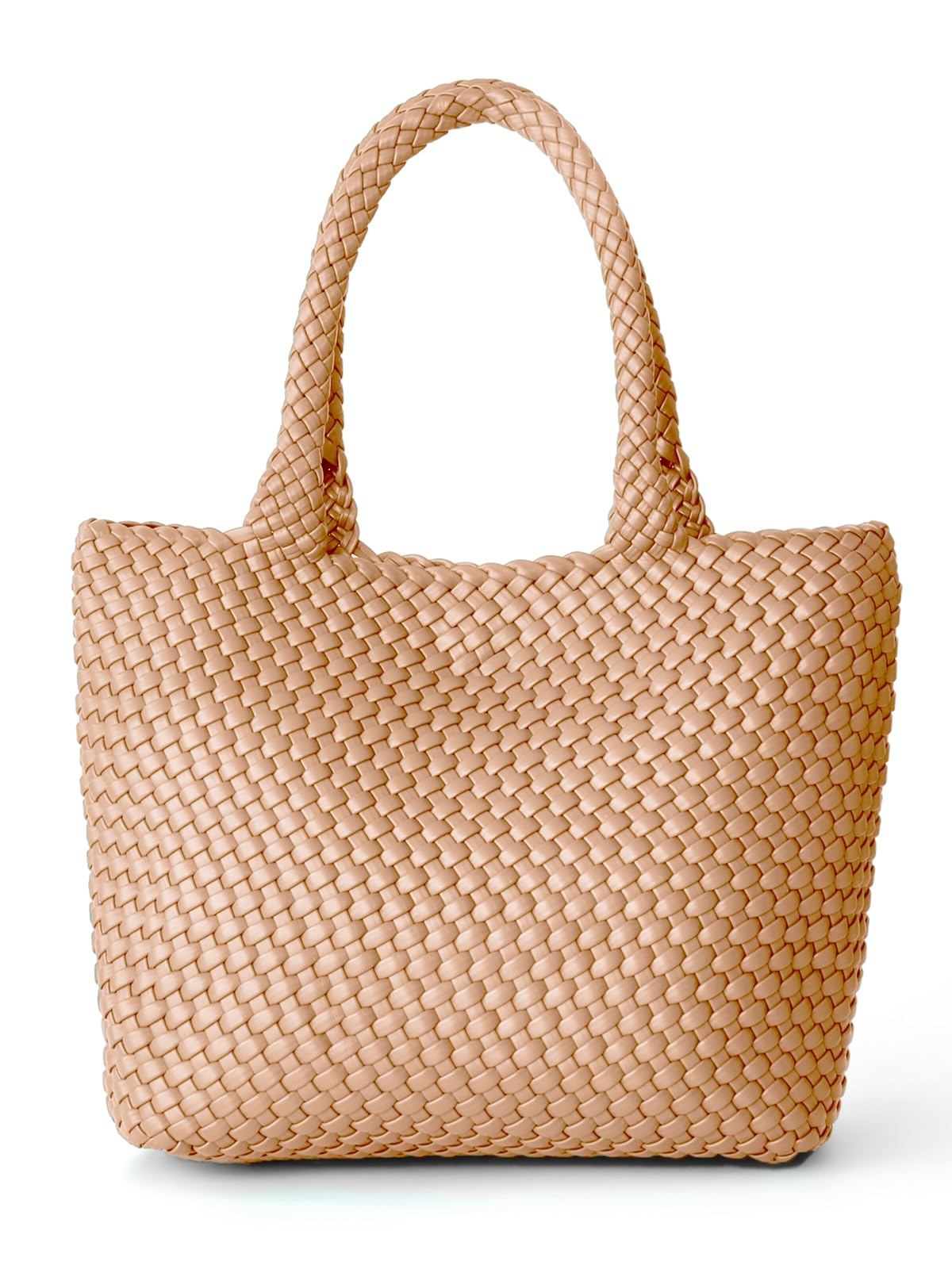 Woven Tote Bag for Women Fashion Woven Bags for Women Shoulder Bag Vegan Leather Handbags Large Work Travel Beach Tote Bags With Purse Apricot