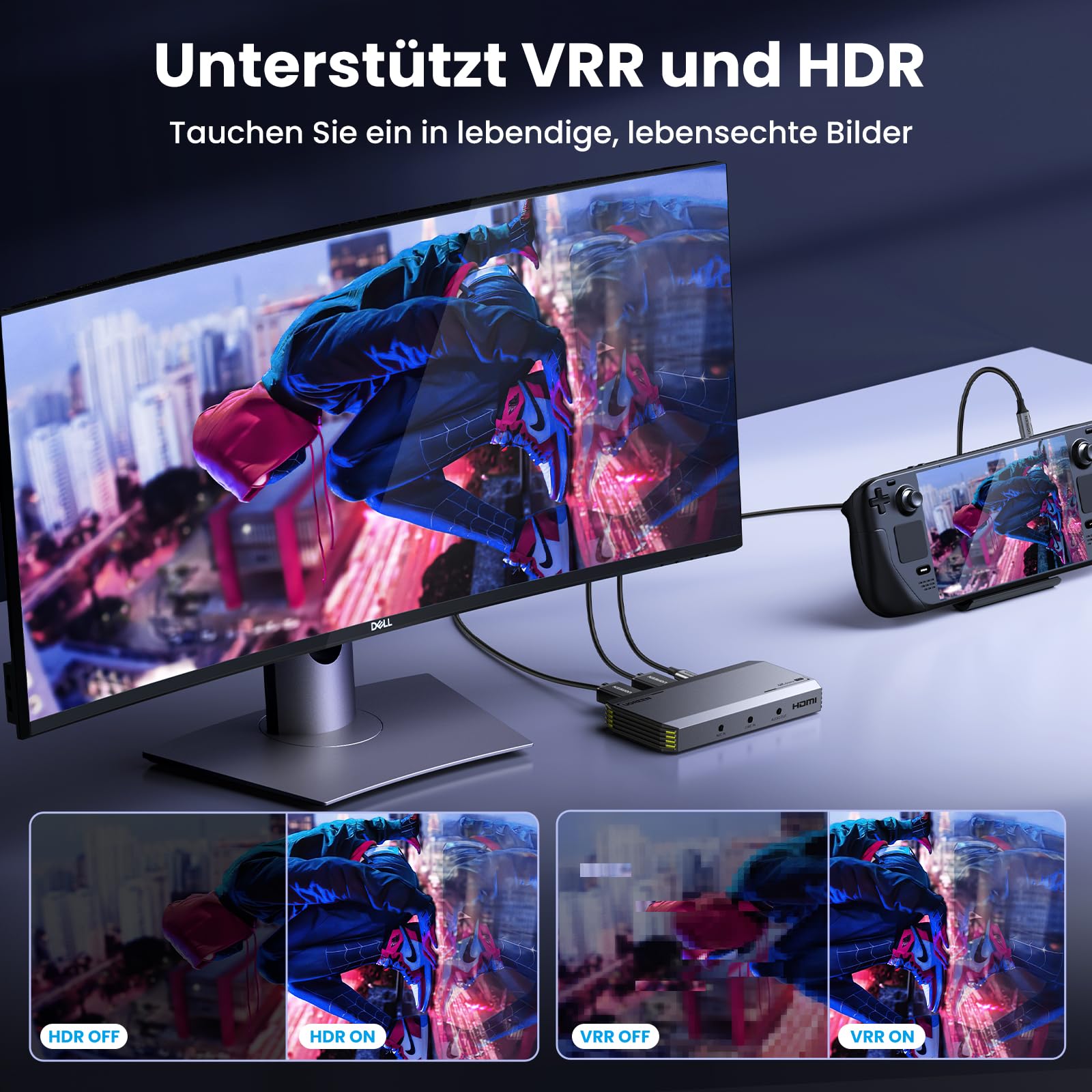 UGREEN Video Capture Card, HDMI Capture Card, USB 3.0 Video Aufnahmekarte 4K HDMI Loop-Out, 4K60Hz / 2K144Hz Videospiel-Capture für Streaming, funktioniert mit PS5/Switch/Switch2/Kamera/PC/Mac mini 4