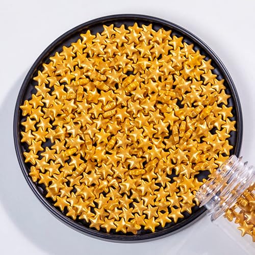 Miniatura 5 de Gránulos de estrella dorada, chispas de pastel, chispas de galletas, perlas de azúcar, perlas de caramelo comestibles de 0.276 in, 4.59 oz, 4.6