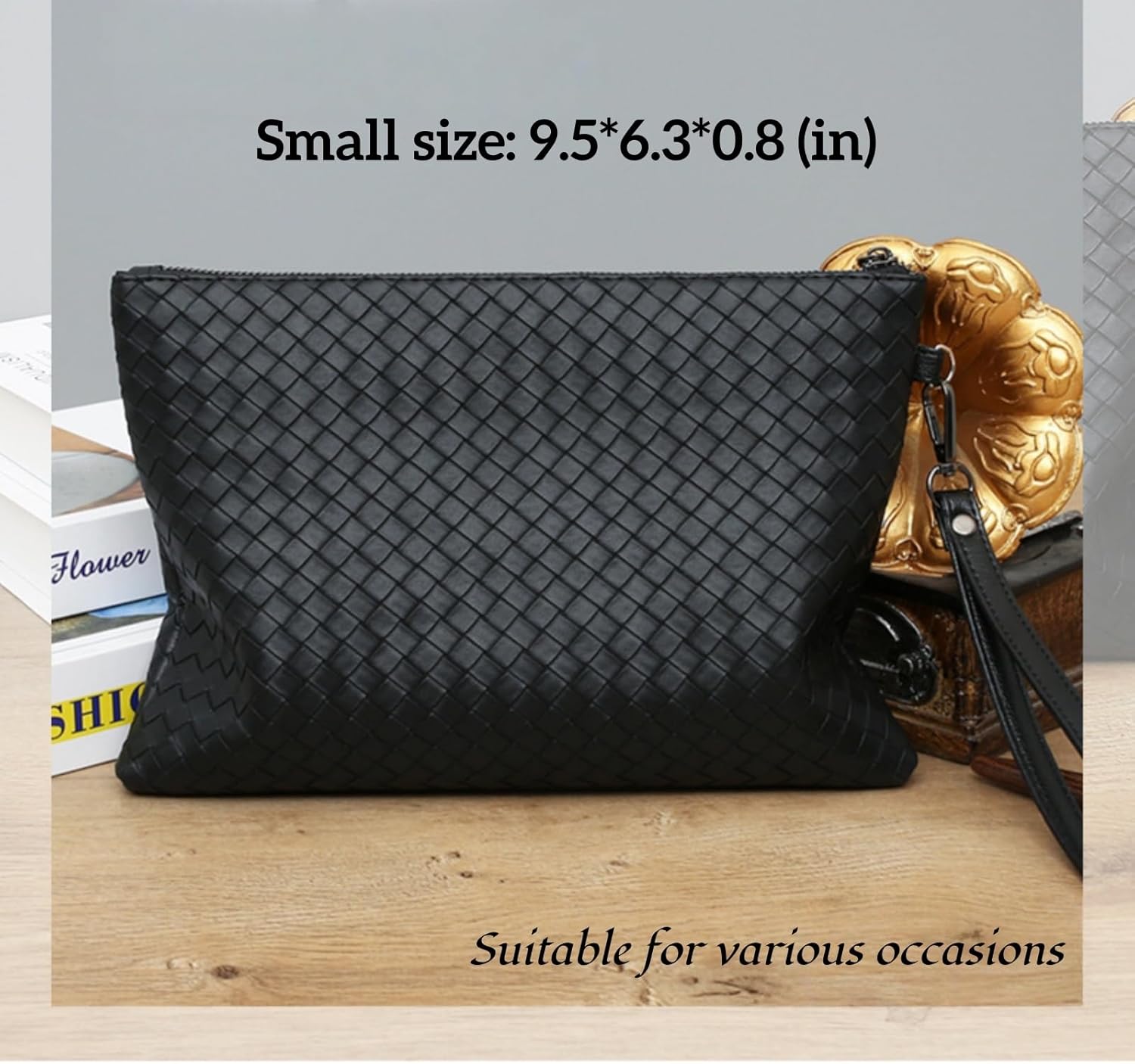 Mens Clutch Bag Man Purse Handbag 9.5-11 inches Large Hand Bag Big Clutch Wallet - Image 3