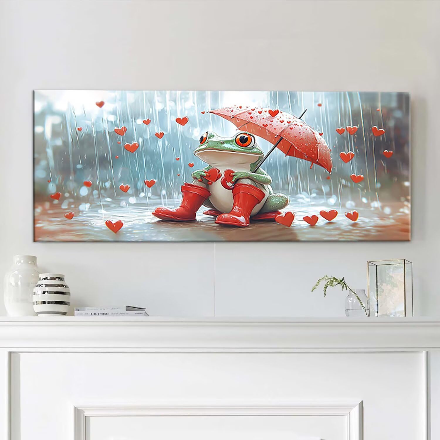 Guuogxan Malen nach Zahlen Erwachsene, DIY Regentag Frosch Ölgemälde Kit Handgemalt Kreativ Bastelset, Paint by Numbers Adult Mit 3 - Pinseln und Acrylfarbe leinwand Kit, Ohne Rahmen 120x60cm c-1071