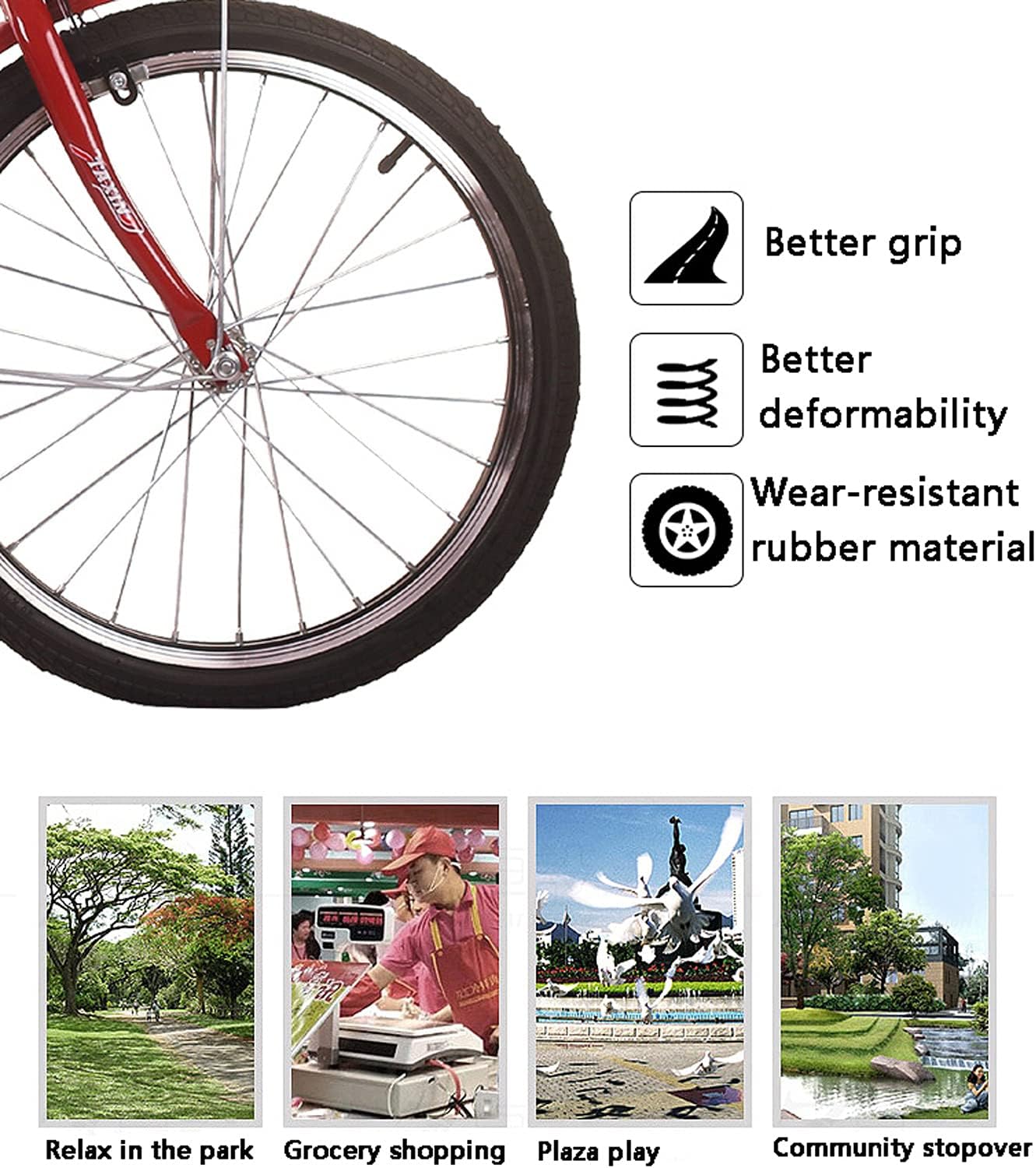 Adult Tricycle 6 Speed Three Wheel Cruiser Bike High Carbon Steel Frame Adult Bicycle with Rear Seat and Shopping Basket Traditional Design for Seniors