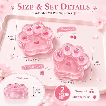2 PCS Taba Squishy Paw Ornament, Cat Paw Desktop Embellishment, Portable Table Accessory for Office Layout Arrangement and Delicate Decorative Gifts for Adult Users