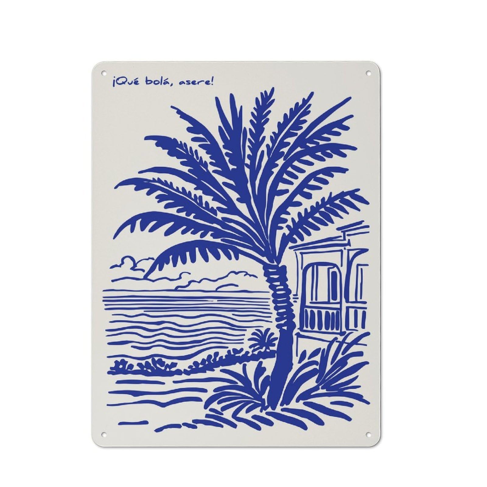 Junmoney Style Metal Sign 40X30cm With Cuban Beach Scene With Palm Tree For Garage Wall, Vintage Decor, Winter Wall Decor For People Furnishing A Garage