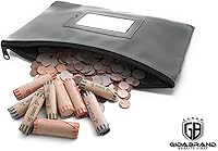 Vista 6 de Bolsa de depósito con cremallera 11 x 6 pulgadas Gris Cuero sintético duradero para dinero en efectivo para dinero en efectivo monedero