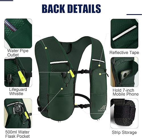 Miniatura 3 de Chaleco para correr para mujeres y hombres, mochila ligera de hidratación de 5.29 oz con bolsa de agua a prueba de fugas de 2 L, paquete de 6 L para