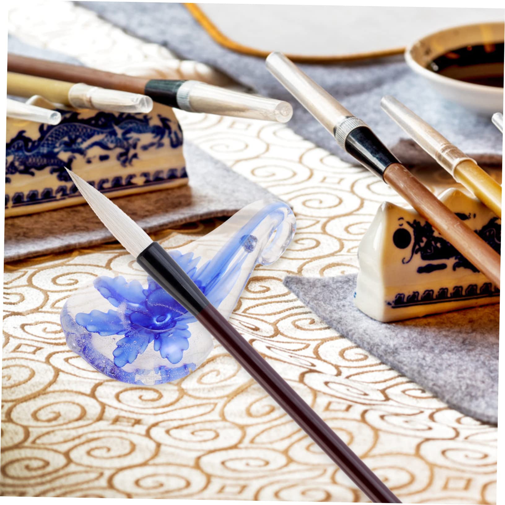 Amosfun 12 Pz Poggia Bacchette Poggia Pennelli per Calligrafia Arredamento per Porta Bacchette con Motivo Floreale Poggia Cucchiaio Supporto per Riporre Le Penne Poggia Posate Bicchiere