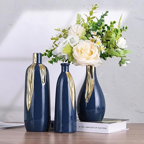 Miniatura 4 de Juego de 3 jarrones decorativos de cerámica modernos para sala de estar, dormitorio, decoración artística, manto, decoración de eventos en el hogar,