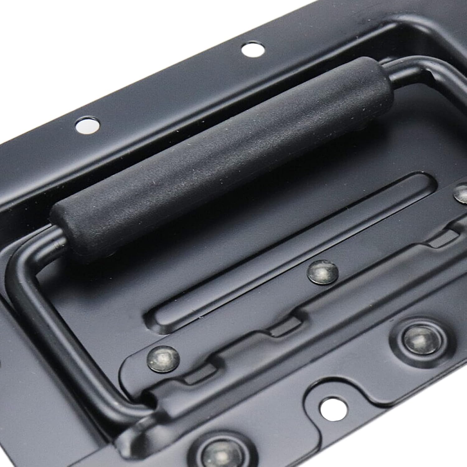6.34Inch Black Spring Loaded Handle Heavy Duty Handle for Toolbox Chest Case with Rubber Grip Surface Mounted(4 Pack)