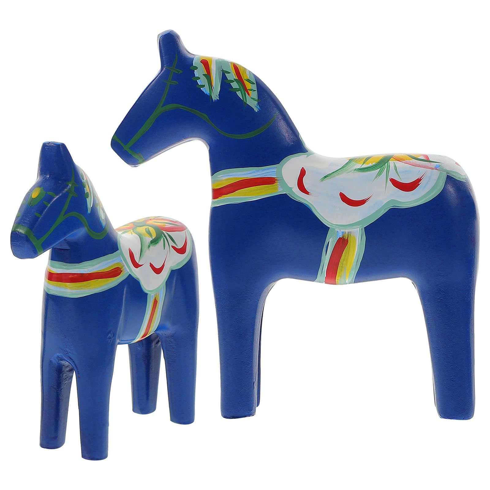 Figurine cheval en bois décoration bureau chic ornement maison bleu peint main