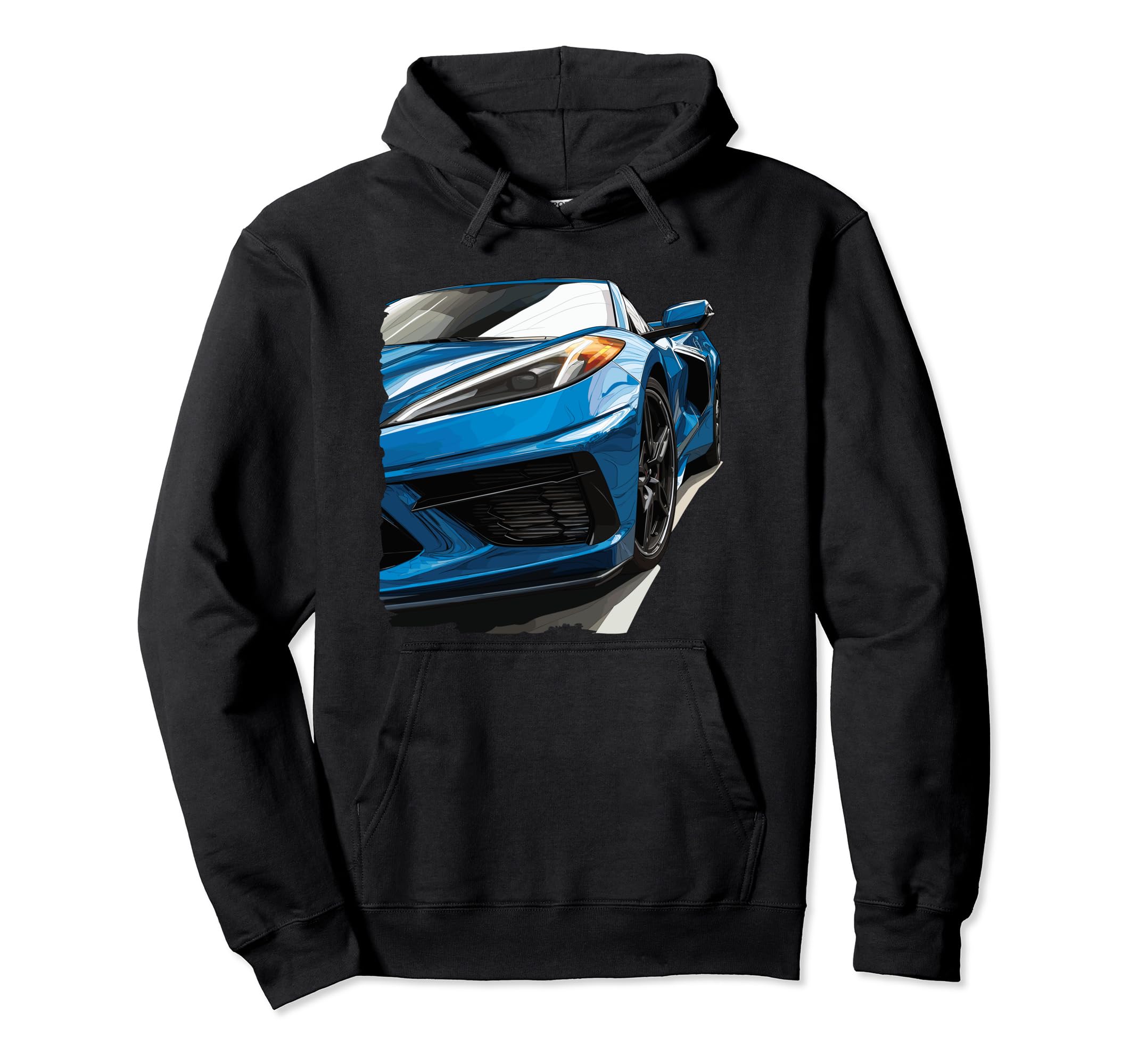 C8 LifeC8 Blue Racecar Supercar Graphic on Front and Back C8 Pullover Hoodie