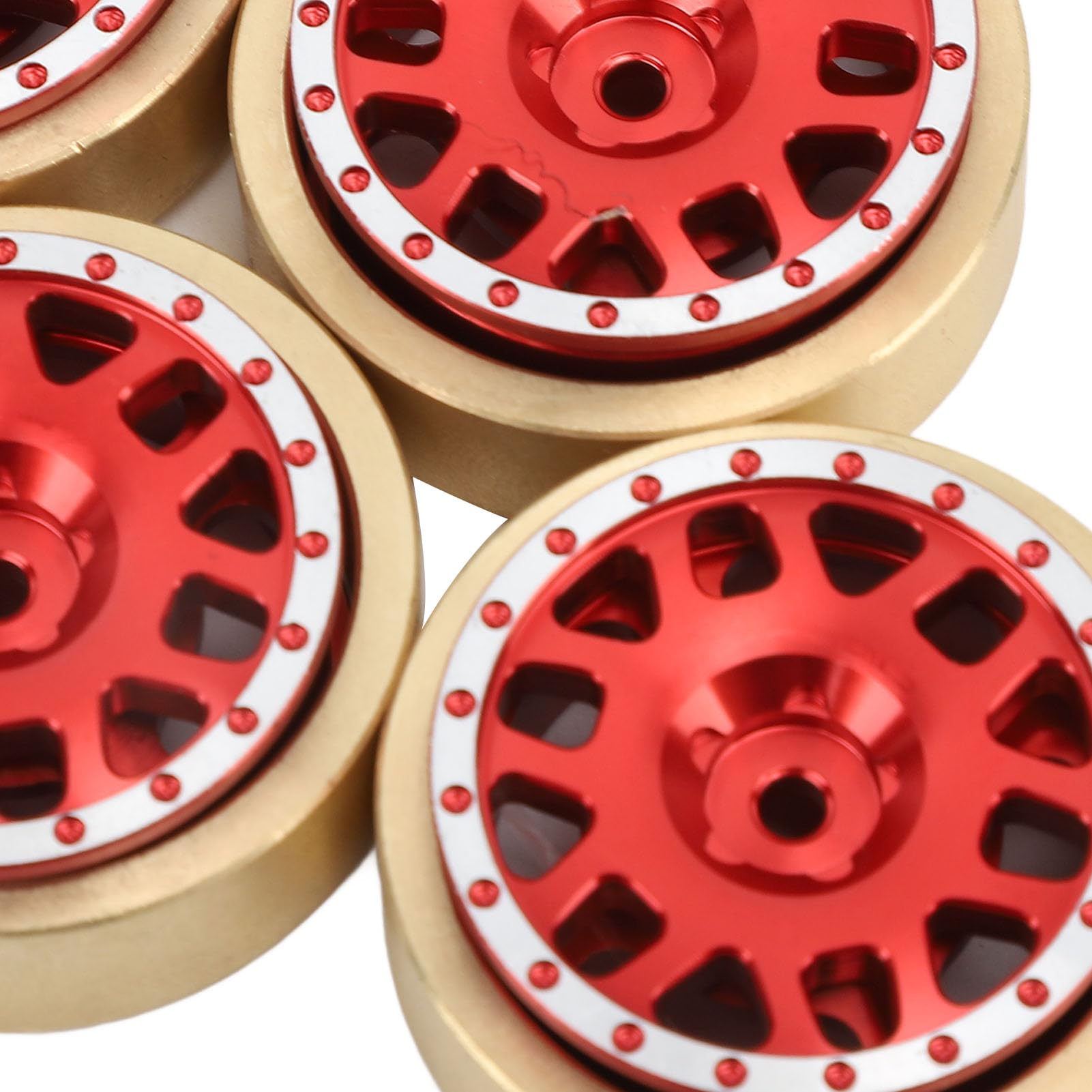 4 Uds. De contrapesos de cobre de procesamiento CNC de cubo de rueda roja de aluminio para coche HOBBYPLUS 1/18 4WD CP18P RC