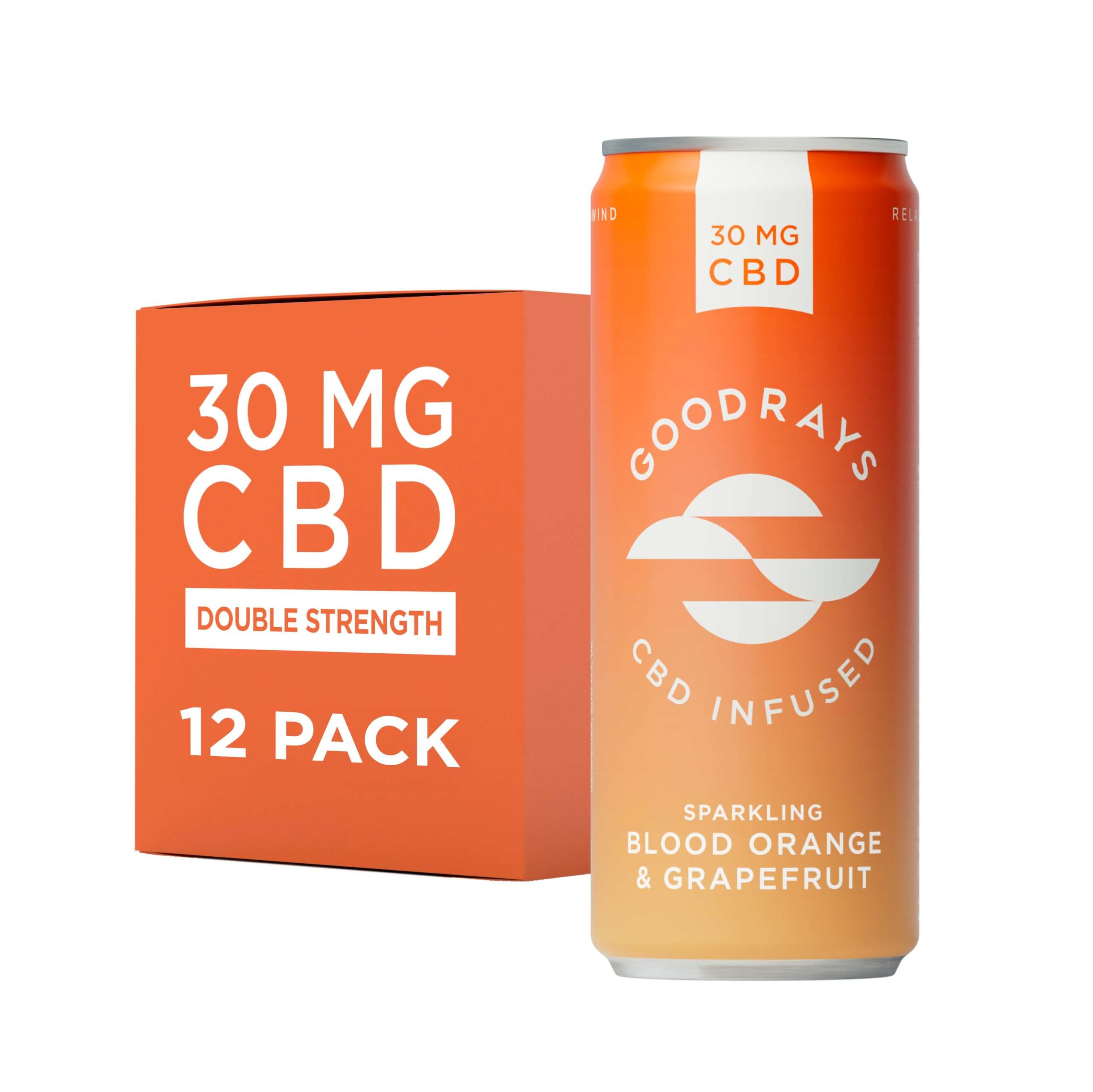CBD Drinks, Sparkling Low Calorie Soft Drink, Natural Sleep Stress and Anxiety Relief, Vegan, Blood Orange & Grapefruit, 12 x 250ml Cans, Packaging May Vary