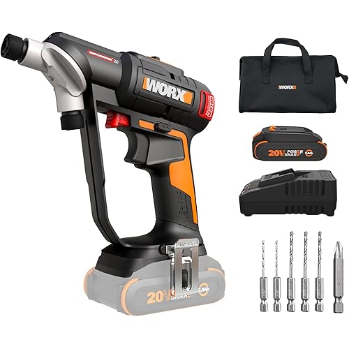 WORX Cordless Drill Driver, 20V 445 in·lb Brushless Power Drill Driver, Powerful Drilling and Driving, 2-in-1 Design, Intelligent Digital Display, Battery and Charger Included, PowerShare