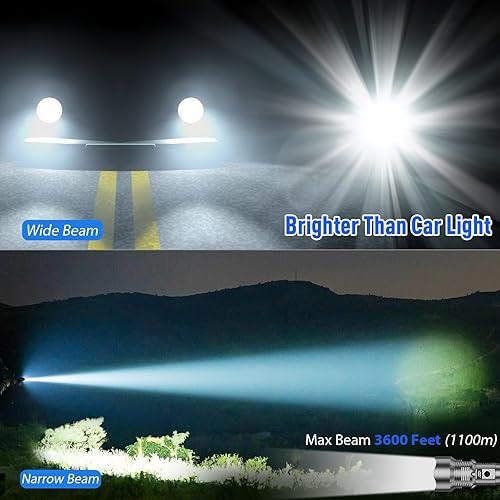 Miniatura 6 de NiaoChao Linternas LED recargables de alto lúmenes, 900000 lúmenes, linterna súper brillante, 10000 mAh, 5 modos IPX7, impermeable, potente luz de