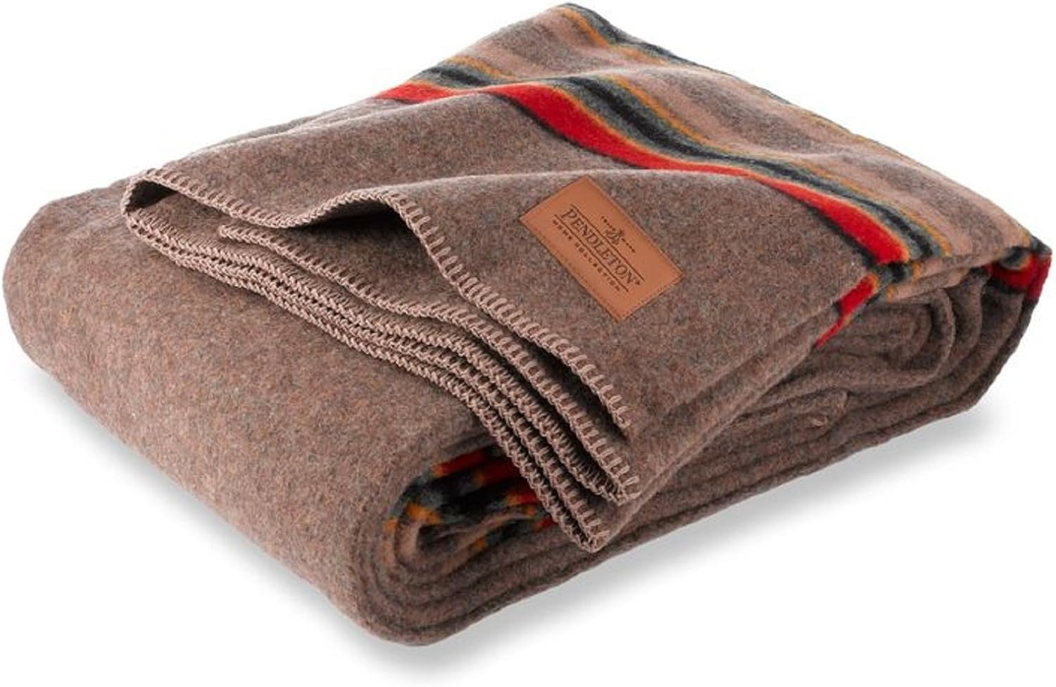 Pendleton Yakima Camp Blanket Full Queen 90" x 90" - Wool Cotton, Large, Dry Clean, Soft and Durable Throw for Home and Travel - Mineral Umber