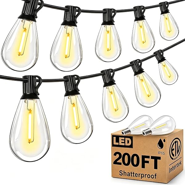 Outdoor string lights, 200 ft (Tenmiro)
