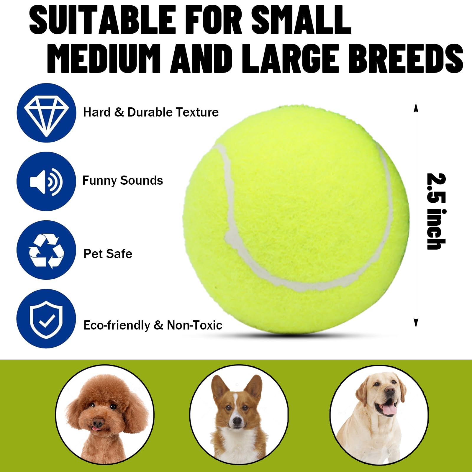 Magicorange Dog Tennis Balls, 20 Pack 2.5 inch Floatable Squeaky Tennis Balls for Fetch Exercise, Natural Rubber Squeaky Dog Balls Training Safe (Multicolor, 2.5inch)