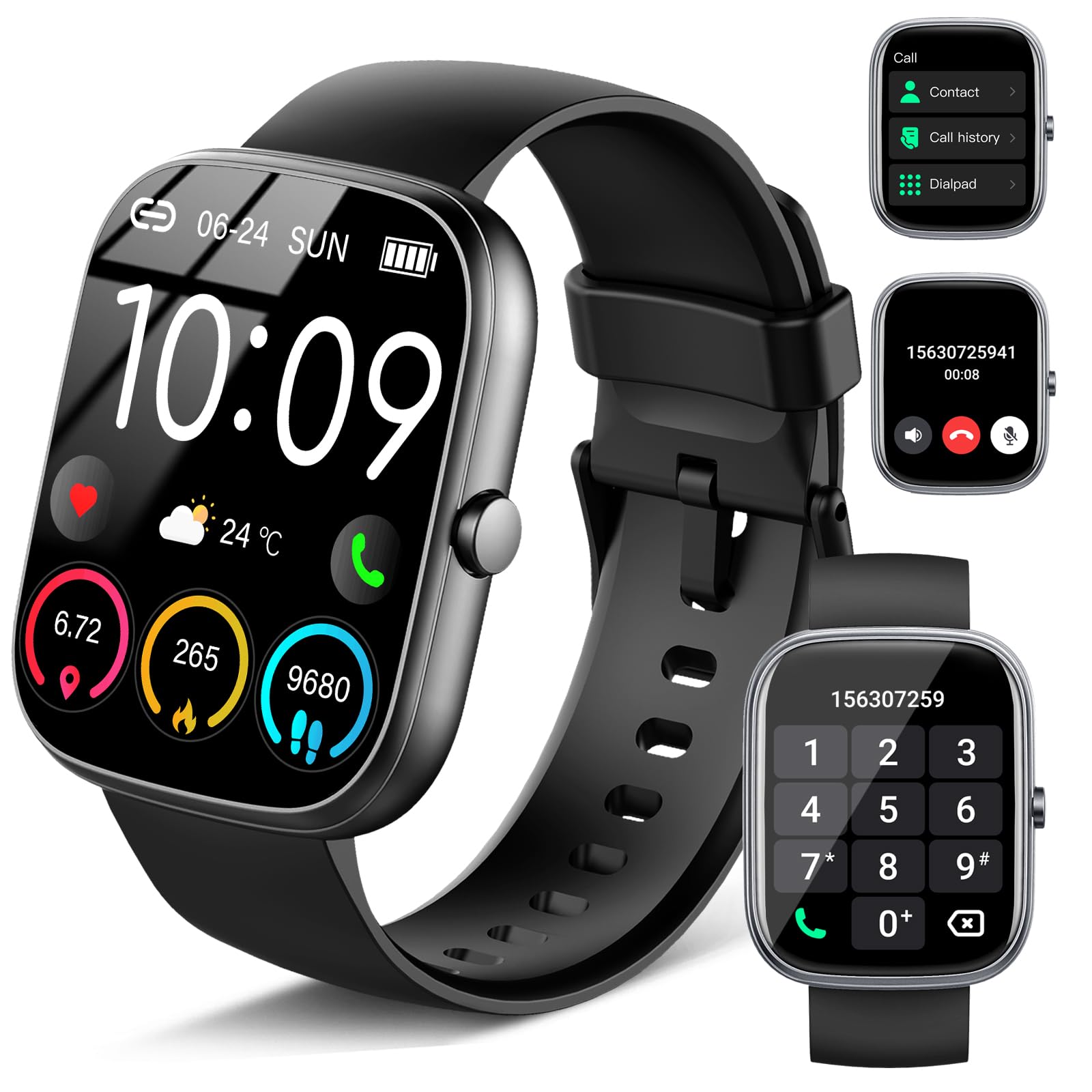 Smartwatch Uomo Donna, 1.91" Orologio Fitness con Effettua/Risposta Chiamate, 110+ Sportive Fitness Tracker con Contapassi Sonno Cardiofrequenzimetro, Impermeabil Orologio Smart Watch per Android iOS