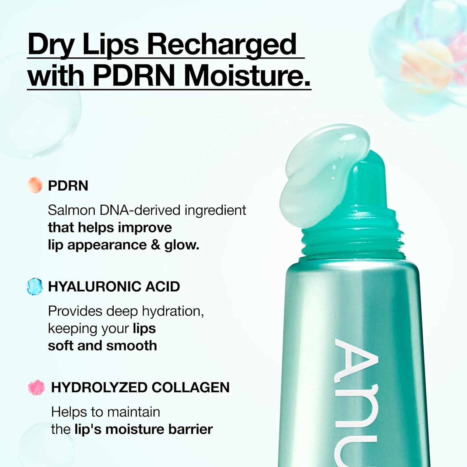 Anua PDRN Lip Serum, Long-lasting Hydration for Dry, Cracked Lips, Non-Sticky Moisturizing Lip Care with Salmon DNA, Hyaluronic Acid & Collagen, Korean Skincare, 0.33 fl.oz - Image 3