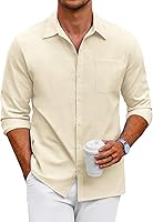 Vista 21 de COOFANDY Camisa Oxford de manga larga con botones para hombre, camisas de vestir de ajuste regular