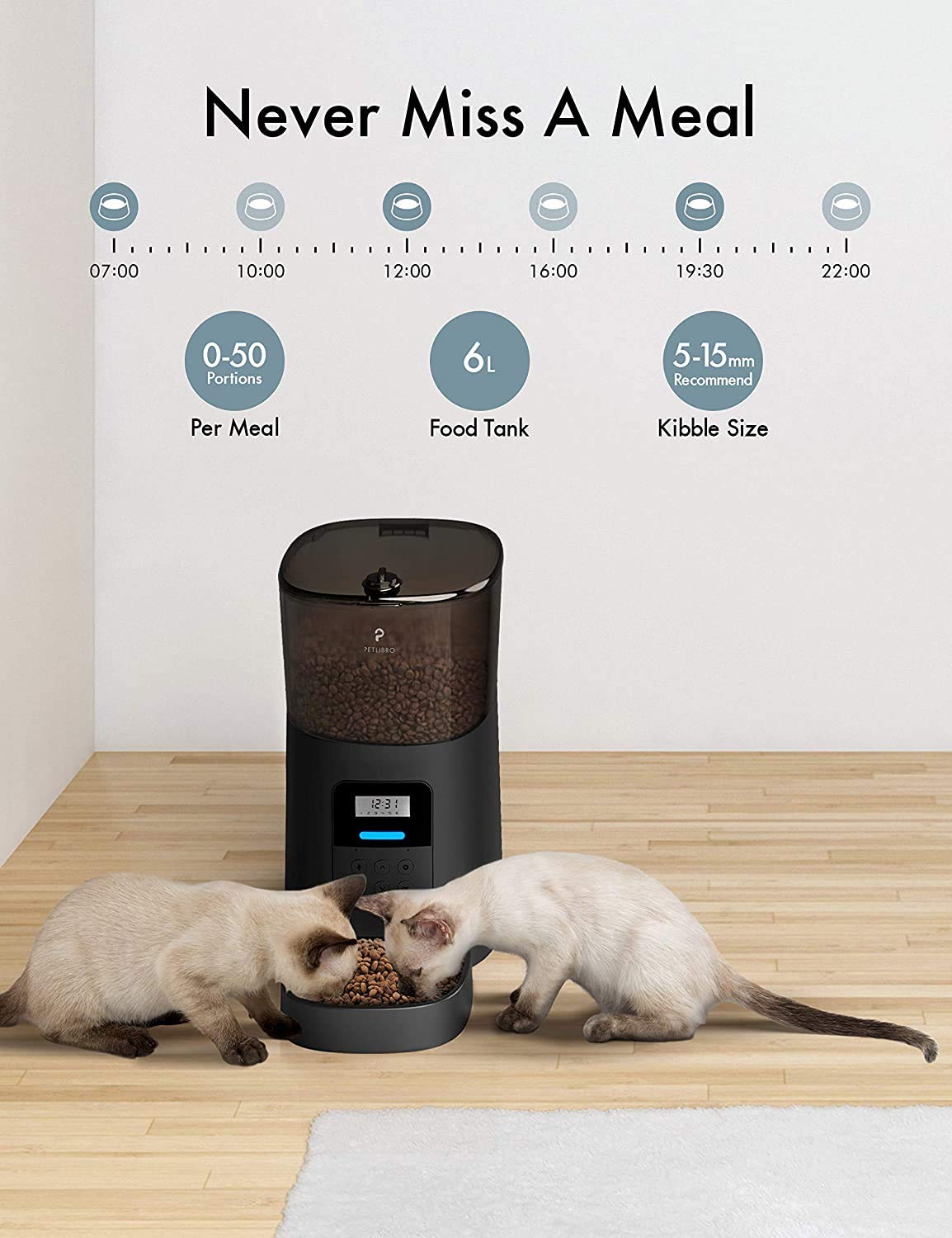 PETLIBRO Automatic Cat Feeder, 6L Auto Dry Food Dispenser with Twist