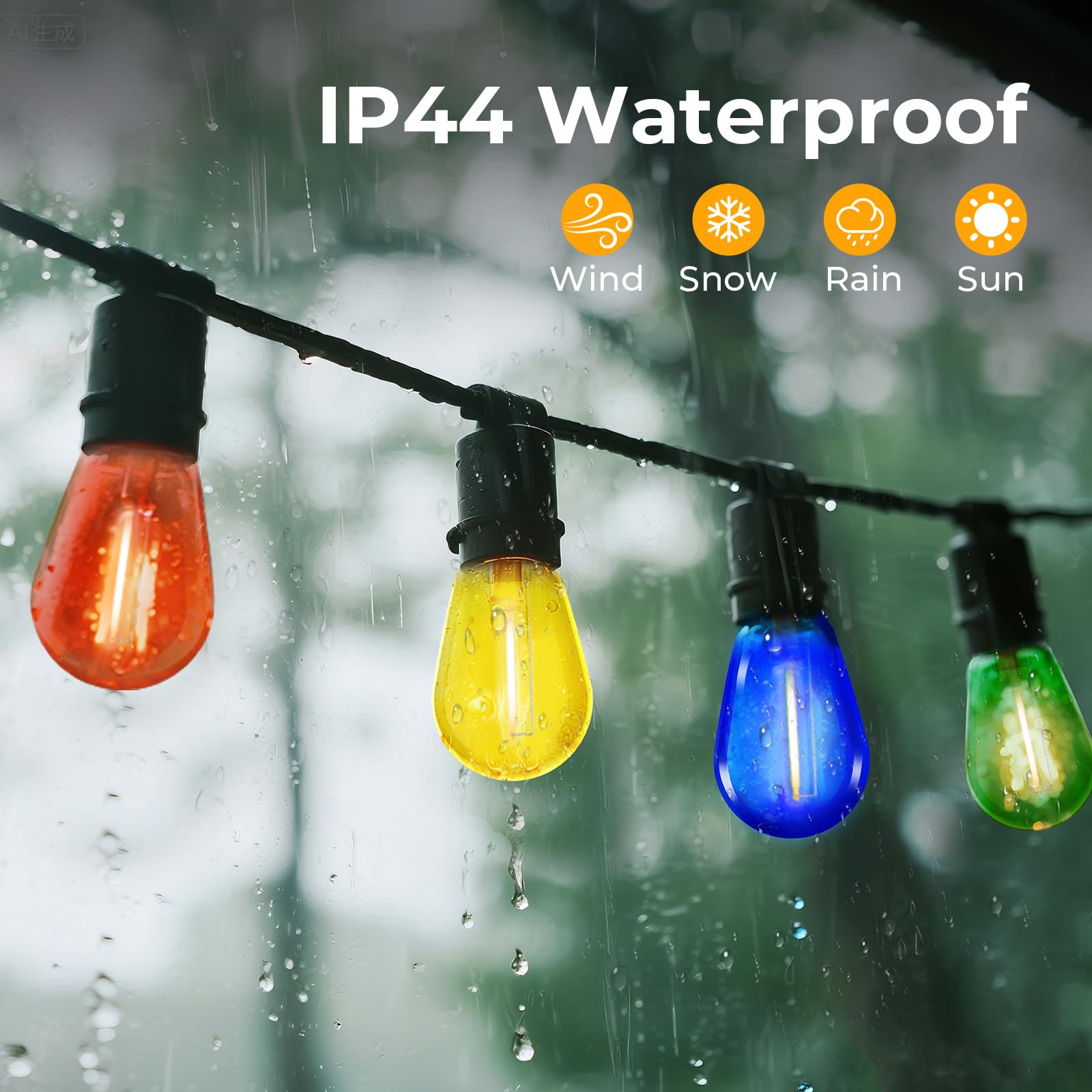 24 Pack LED S14 Colored Light Bulbs for Outdoor String Lights Shatterproof 1W Replacement Bulbs for Patio Lights — view 7