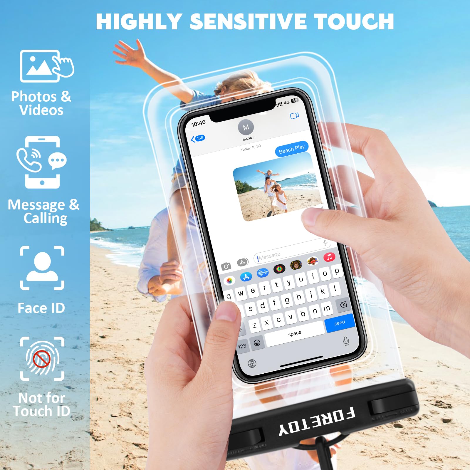 Borsa Impermeabile Mare, Custodia Impermeabile Smartphone, Sacca Stagna, IP68 Marsupio Subacquea Impermeabile per Spiaggia Nuoto, Canottaggio, Pesca, Escursioni (Custodia trasparente e astuccio nero)