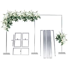 10x20 FT Backdrop Stand Heavy Duty with Base,Silver Wedding Backdrop Stand Pipe Kit Square Metal Balloon Arch Stand Garden Arbor Frame for Anniversary Party Birthday Photo Booth Background Decoration