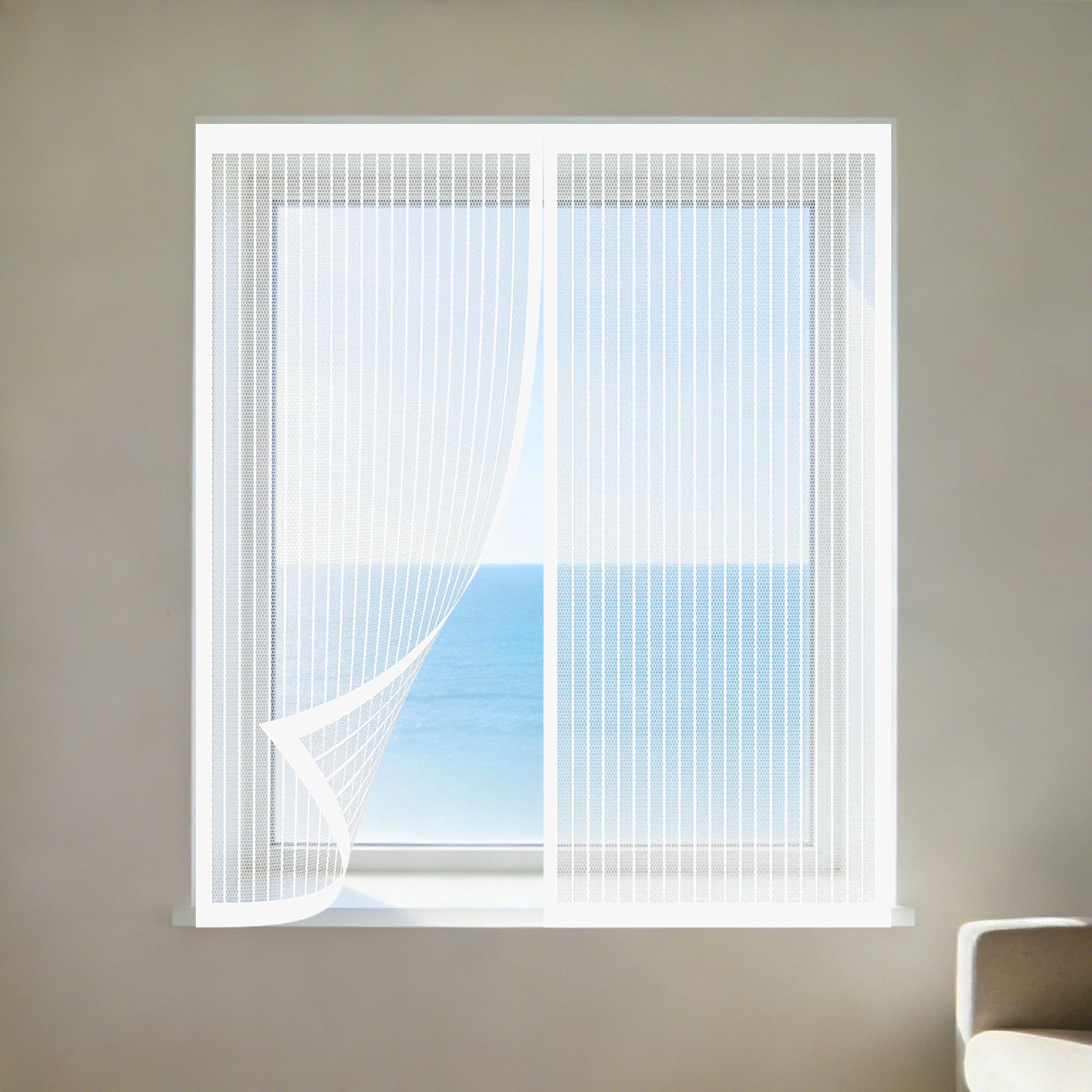Moustiquaire magnétique fenêtre 180x165 cm blanc amovible