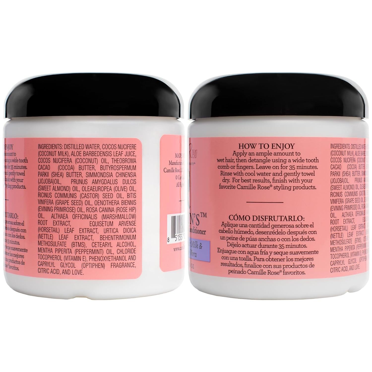 Camille Rose Conditioner, Jansyn’s Moisture Max 2-Pack – Detangler, Deep Conditioner for Dry, Damaged Hair, Frizz Control, 8 Oz Ea