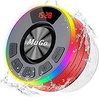 Vista 8 de Altavoz de ducha Bluetooth MuGo, sonido estéreo HD 360°, altavoz inalámbrico impermeable IPX7 Bluetooth 5.3 con luces RGB, ventosa y micrófono