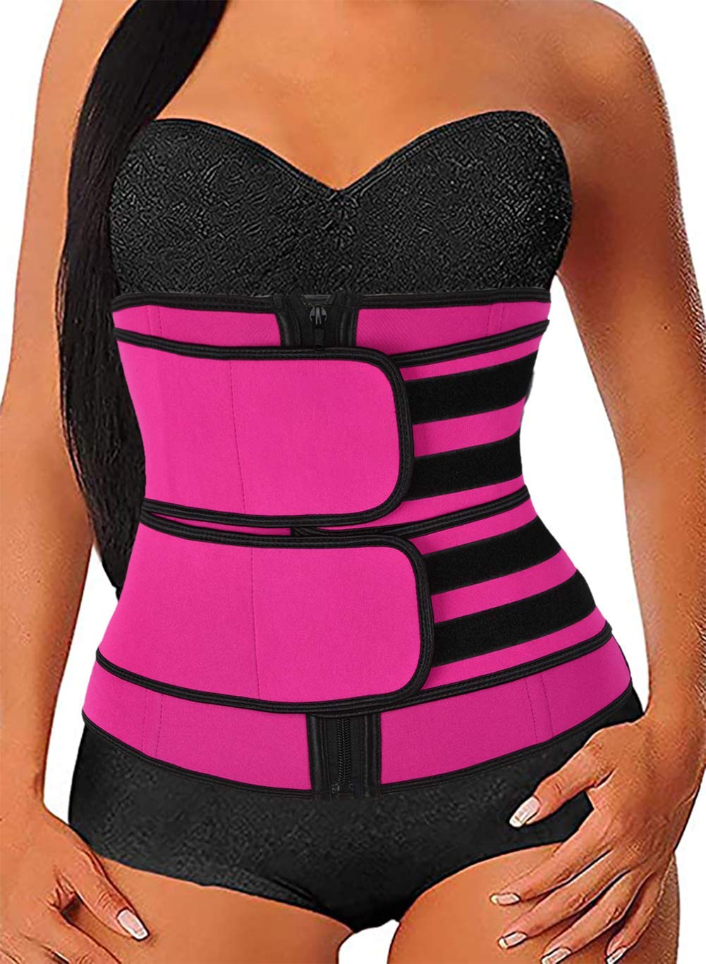 Hopgo Neoprene Waist Trainer for Women Weight Loss Workout Trimmer Belt Zipper Sweat Cincher Girdle