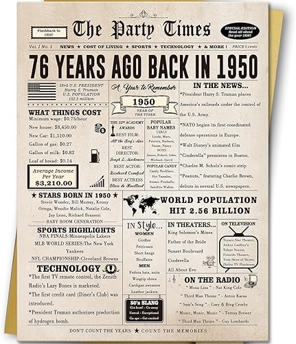 Tarjeta de cumpleaños número 76 para mujeres y hombres, regalos de cumpleaños grandes para mamá, papá, abuelo, abuela, decoraciones retro de